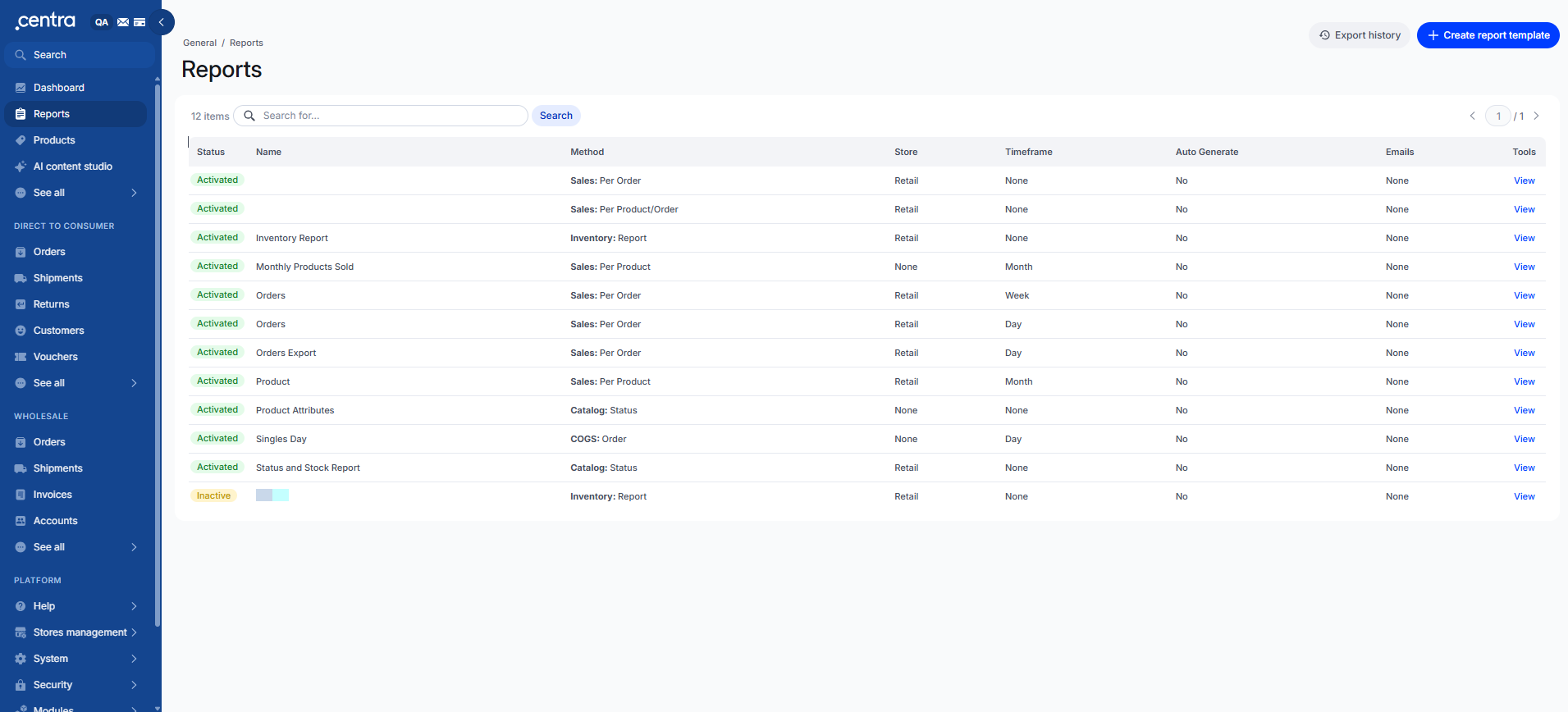 Centra interface